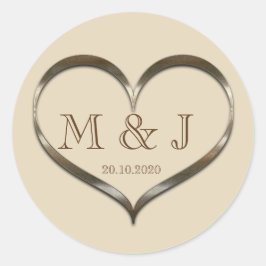 Schattige Monogram Gouden Hart Bruiloft Sticker