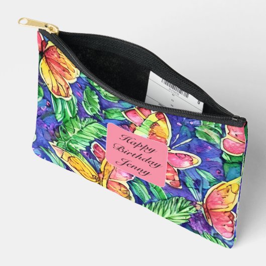 Schattige monogram Happy birthday Pink Butterflies Etui (Open)