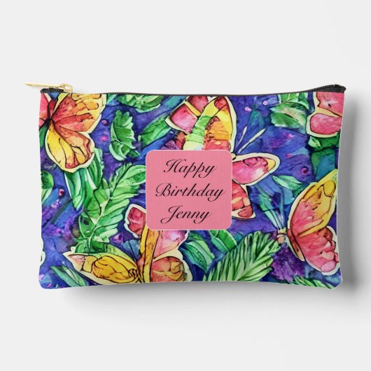 Schattige monogram Happy birthday Pink Butterflies Etui (Voorkant)