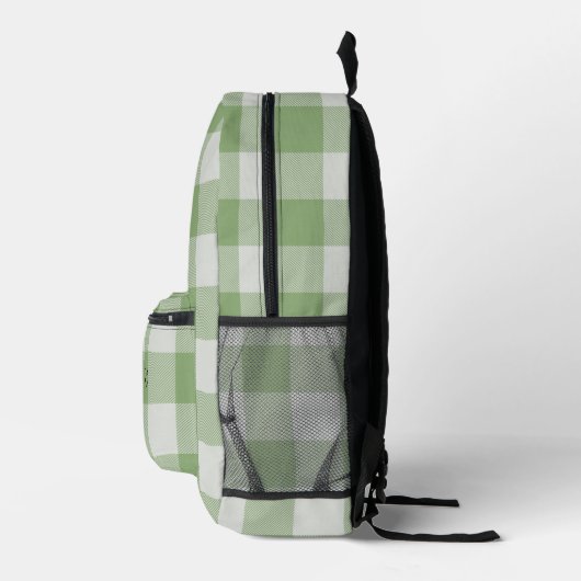 Schattige Monogram Initialen Green Gingham Buffalo Bedrukte Rugzak (Rechts)