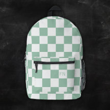 Schattige Monogram Initialen & Groen Checkerboard