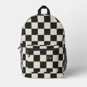 Schattige Monogram Initialen & Houtskool Checkerbo Bedrukte Rugzak (Voorkant)