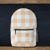 Schattige Monogram Initialen Peach Gingham Buffalo Bedrukte Rugzak