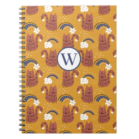 Schattige monogram kat notitieboek (Voorkant)