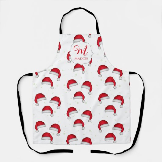 Schattige Monogram Kerst Gepersonaliseerd Schort (Voorkant)