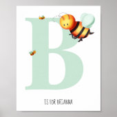 Schattige Monogram Letter B Bee Nursery Poster (Voorkant)