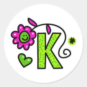 Schattige Monogram Letter K groet tekst expressie Ronde Sticker