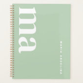 Schattige Monogram Naam Groene School Planner (Voorkant)