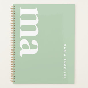Schattige Monogram Naam Groene School Planner