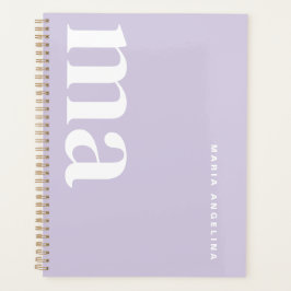 Schattige Monogram Naam Paarse School Planner