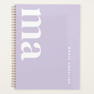 Schattige Monogram Naam Paarse School Planner