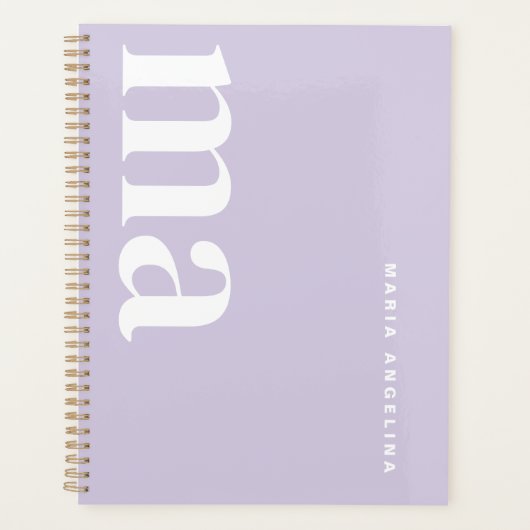 Schattige Monogram Naam Paarse School Planner (Voorkant)