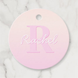 Schattige  monogram | Perzik & Roze Ombre Bedankjes Labels