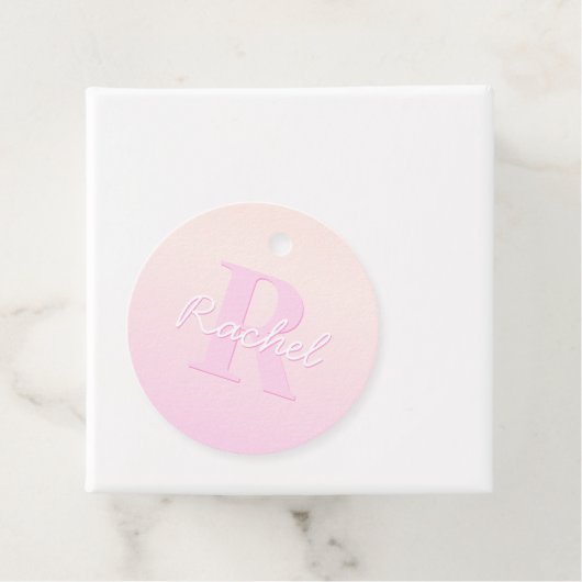 Schattige monogram | Perzik & Roze Ombre Bedankjes Labels (In situ)
