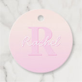 Schattige monogram | Perzik & Roze Ombre Bedankjes Labels (Voorkant)