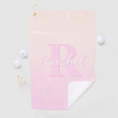 Schattige monogram | Perzik & Roze Ombre Golfhanddoek (Insitu)