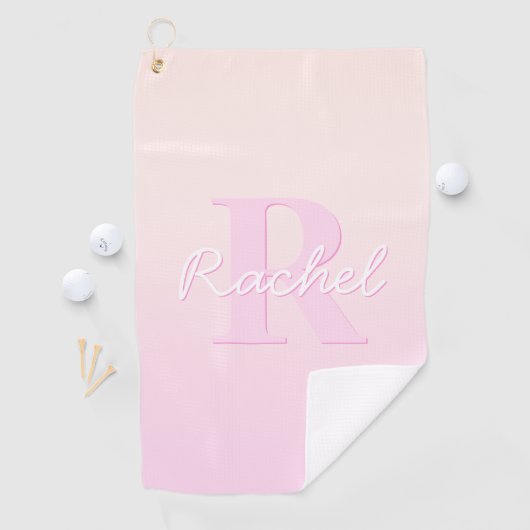 Schattige monogram | Perzik & Roze Ombre Golfhanddoek (Insitu)