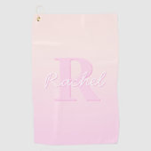 Schattige monogram | Perzik & Roze Ombre Golfhanddoek (Voorkant)