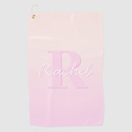 Schattige  monogram | Perzik & Roze Ombre Golfhanddoek