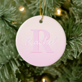 Schattige  monogram | Perzik & Roze Ombre Keramisch Ornament