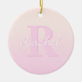 Schattige monogram | Perzik & Roze Ombre Keramisch Ornament (Voorkant)