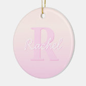 Schattige monogram | Perzik & Roze Ombre Keramisch Ornament (Links)