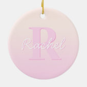 Schattige monogram | Perzik & Roze Ombre Keramisch Ornament (Achterkant)