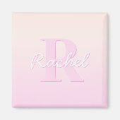 Schattige  monogram | Perzik & Roze Ombre Magneet (Voorkant)