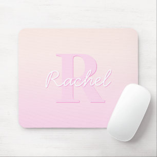 Schattige monogram Perzik & Roze Ombre Muismat