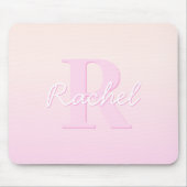 Schattige  monogram | Perzik & Roze Ombre Muismat (Voorkant)