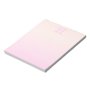 Schattige  monogram   Perzik & Roze Ombre Notitieblok