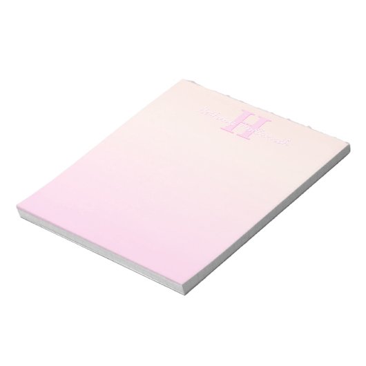 Schattige  monogram | Perzik & Roze Ombre Notitieblok (Linkerzijde)