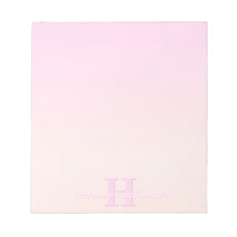 Schattige  monogram | Perzik & Roze Ombre Notitieblok