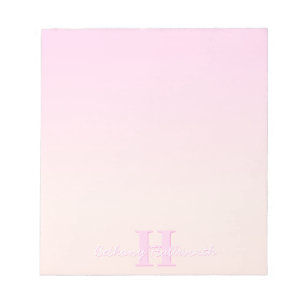 Schattige  monogram   Perzik & Roze Ombre Notitieblok