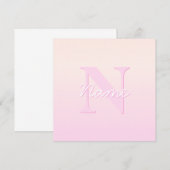 Schattige  monogram | Perzik & Roze Ombre Notitiekaartje (Voorkant / Achterkant)