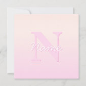 Schattige  monogram | Perzik & Roze Ombre Notitiekaartje (Voorkant)