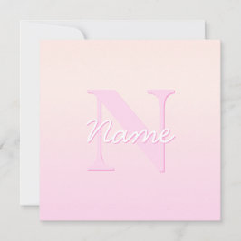 Schattige  monogram | Perzik & Roze Ombre Notitiekaartje