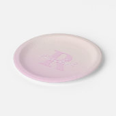 Schattige monogram | Perzik & Roze Ombre Papieren Bordje (Gekanteld)