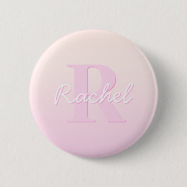 Schattige  monogram | Perzik & Roze Ombre Ronde Button 5,7 Cm