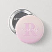 Schattige monogram | Perzik & Roze Ombre Ronde Button 5,7 Cm (Voorkant /achterkant)