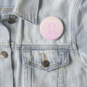 Schattige monogram | Perzik & Roze Ombre Ronde Button 5,7 Cm (In situ)