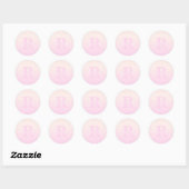 Schattige  monogram | Perzik & Roze Ombre Ronde Sticker (Vel)