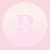 Schattige  monogram | Perzik & Roze Ombre Ronde Sticker