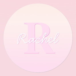 Schattige  monogram | Perzik & Roze Ombre Ronde Sticker