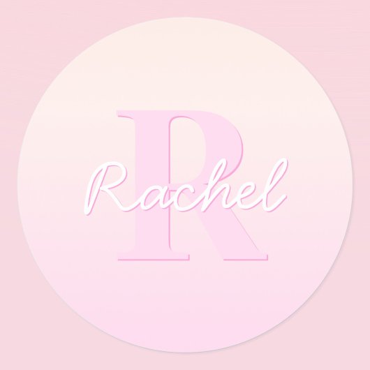 Schattige  monogram | Perzik & Roze Ombre Ronde Sticker