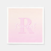 Schattige  monogram | Perzik & Roze Ombre Servet (Voorkant)