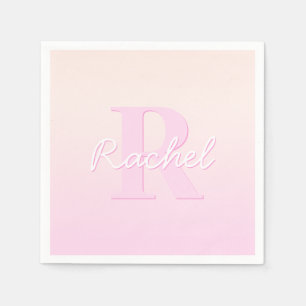 Schattige monogram Perzik & Roze Ombre Servet