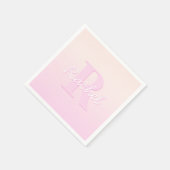 Schattige  monogram | Perzik & Roze Ombre Servet (Hoek)