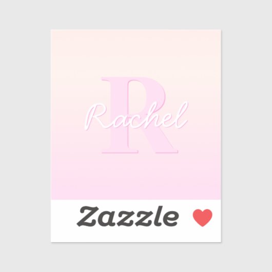 Schattige monogram | Perzik & Roze Ombre Sticker (Vel)