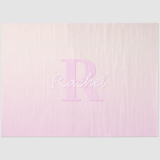 Schattige monogram | Perzik & Roze Ombre Tissuepapier (Voorkant)